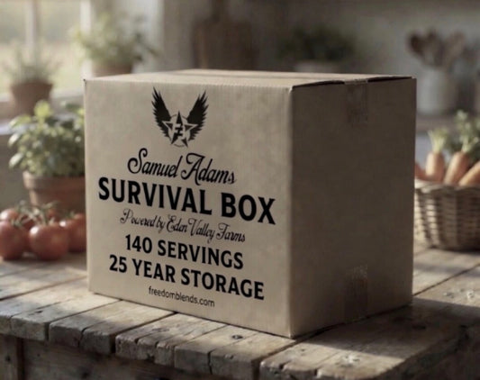 Samuel Adams Food Storage Survival Box 3 - 140 Servings - 25 Yr Shelf Life